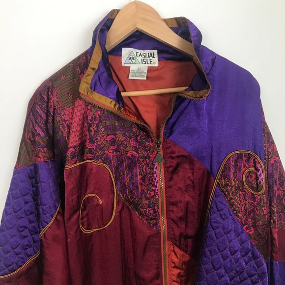 Casual Isle Jackets & Blazers - Casual Isle Vintage Women L Zip Multi-Color Jacket